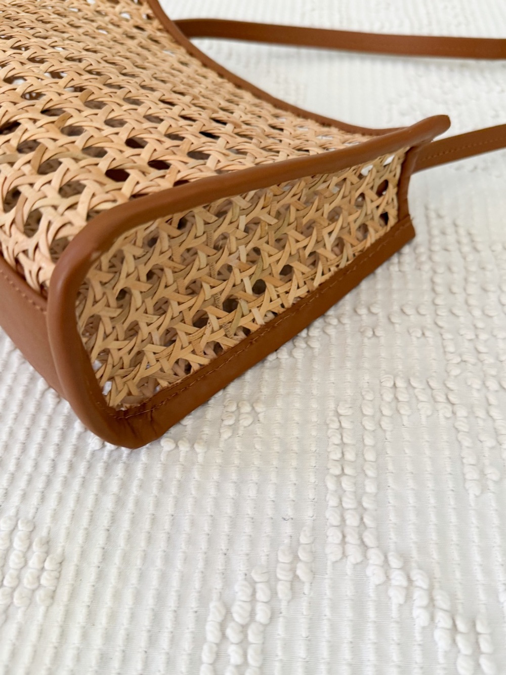 Bembien Eliza Rattan Shoulder Bag Anthropologie Woven Wicker Leather - Picture 3 of 7